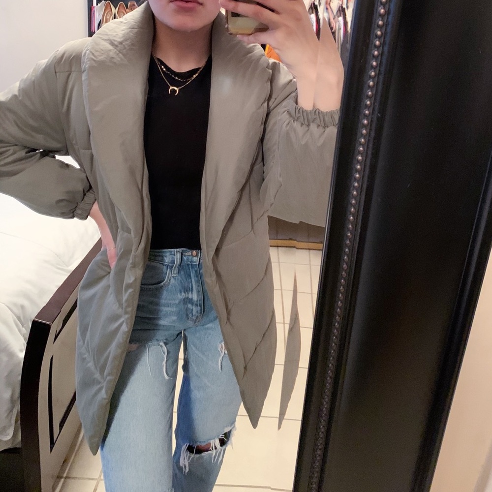 Olive Puffer Jacket w/ Belt